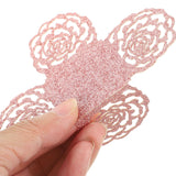 Toyvian 50pcs Chocolate Paper Holders Decorative Hollow Rose Lace Candy Wrappers Glitter Pink Dessert Truffle Cups for Wedding Party Table