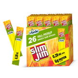 Slim Jim Smoked Meat Sticks, Vlasic Dill Pickle Flavor, 6g Protein Per Serving, Snack Size, 0.28 oz. (26 Count)