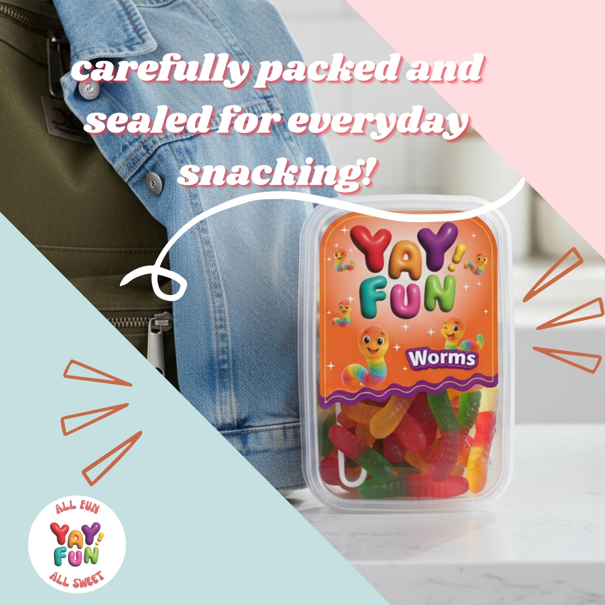 Halal Gummy Worms | 6 Pack Bundle (6x7 oz Tubs) | Colorful Fruit-Flavored Gummy Worms | Resealable Tubs in Bulk with Display Box | Halal Bulk Gummy