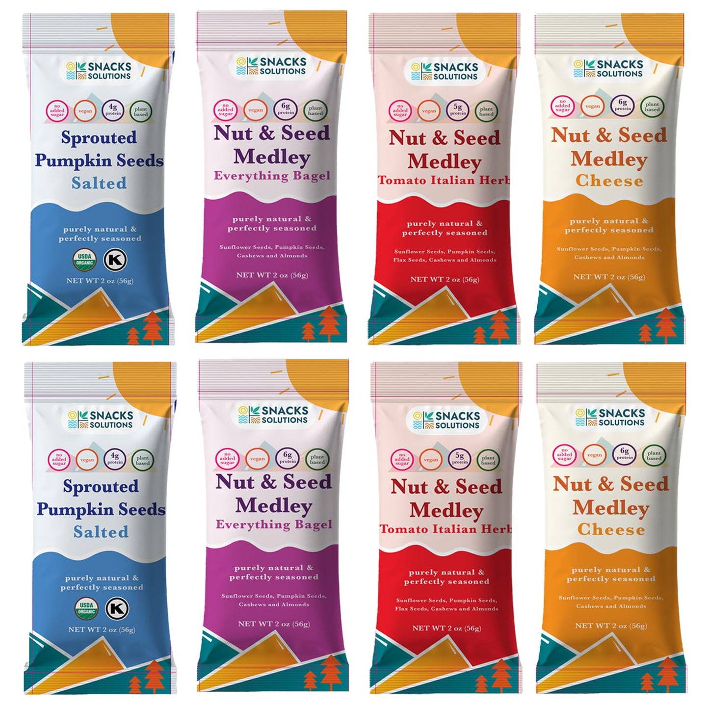 Snacks Solutions Nut & Seed Medley - Healthy Snack & Salad Topper with Plant Based Protein, Vegan & Gluten Free, Roasted Crunch, Variety Pack- 2 oz