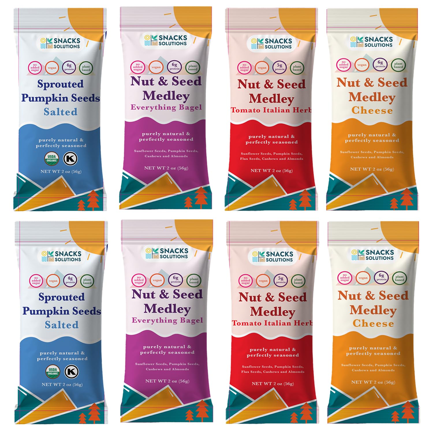 Snacks Solutions Nut & Seed Medley - Healthy Snack & Salad Topper with Plant Based Protein, Vegan & Gluten Free, Roasted Crunch, Variety Pack- 2 oz