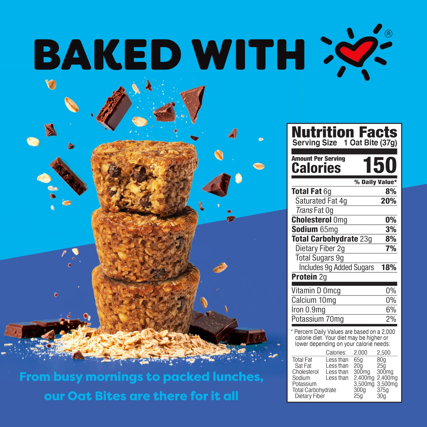 Bobo's Chocolate Chip Oat Bites, Simple Ingredients, Whole Grain Oats, Plant Based, Non-GMO, Gluten Free Breakfast Bars, Healthy Snacks for Adults