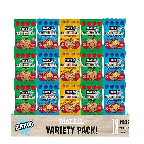 Th@ts It Crunchables Variety (Pack of 18 Count) Organic Fruit Crisps, No Sugar Added, Gluten-Free, Vegan, Healthy Snack for Kids, Adults, On-the-Go