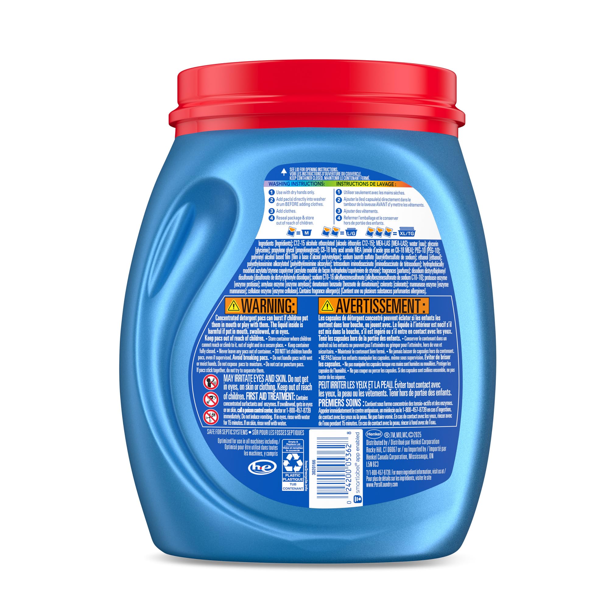 Persil Ultra Pacs Advanced Clean Oxi+Odor Power Laundry Detergent, 32 Count, No Mess, Single-Dose Laundry Soap, Fights Tough Stains & Odors, All Water