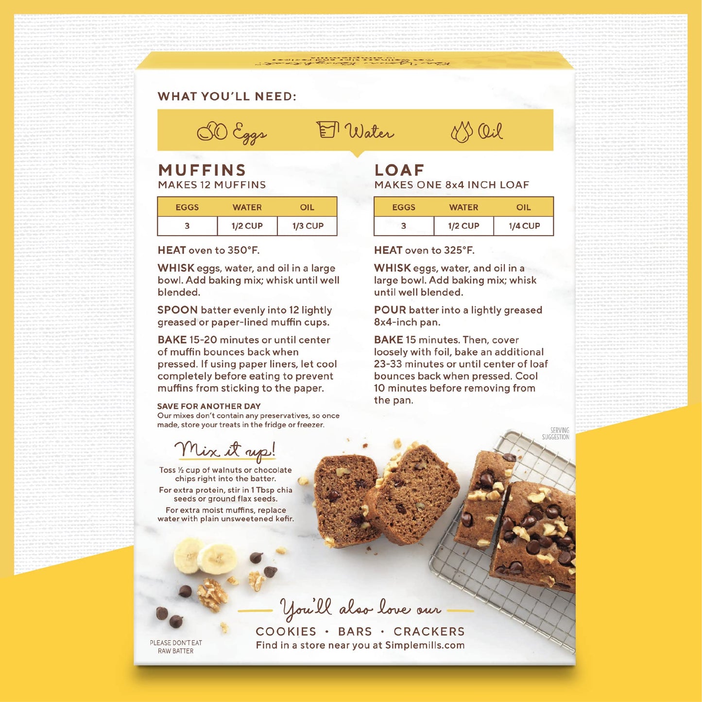 Simple Mills Almond Flour Baking Mix, Gluten Free Banana Bread Mix, Muffin Pan Ready, Made with whole foods, 3 Count (Packaging May Vary)