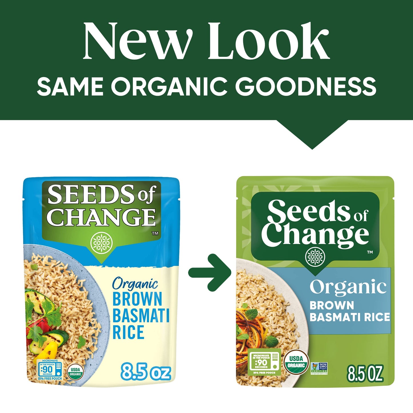 SEEDS OF CHANGE Certified Organic Brown Basmati Rice, Organic Food, 8.5 OZ Pouch