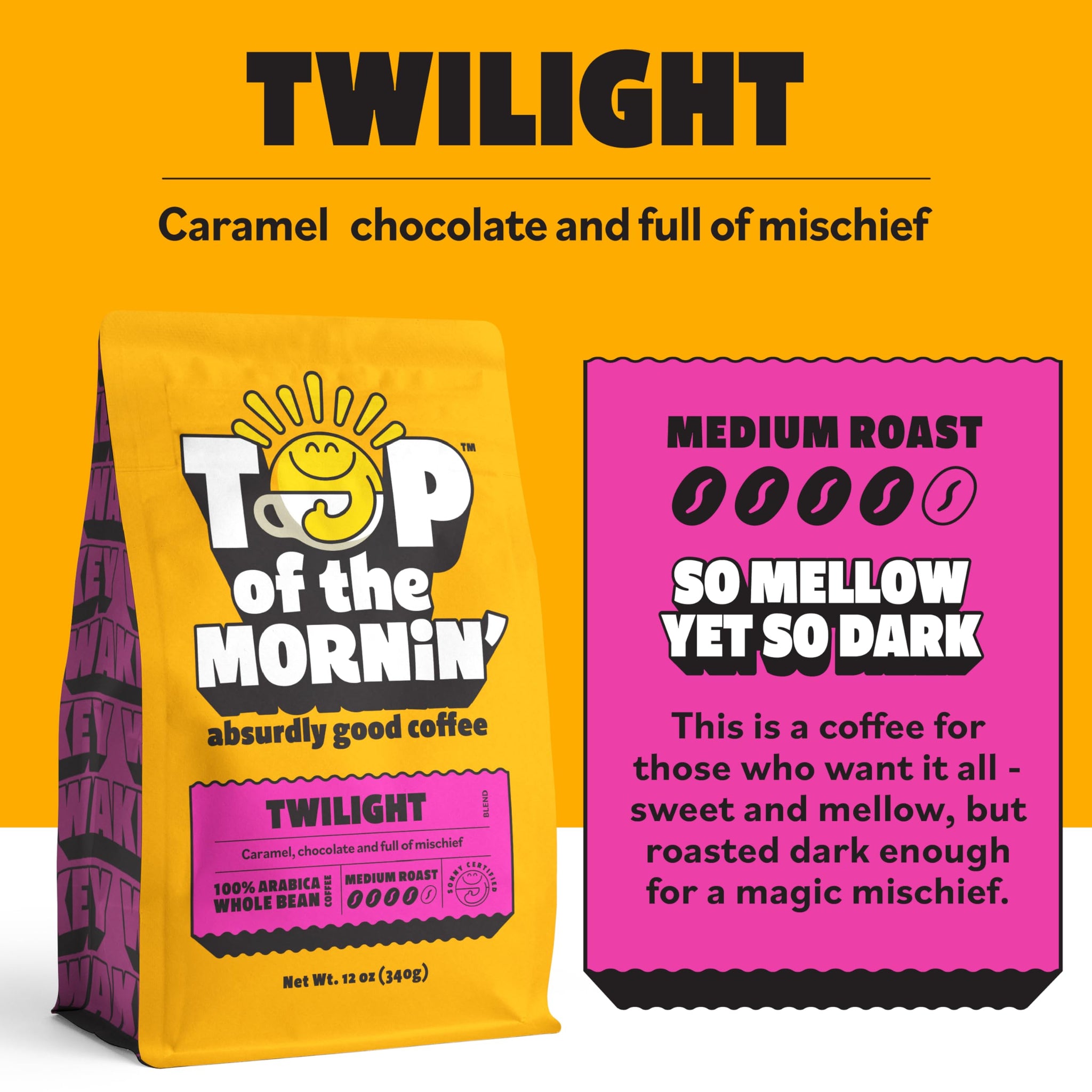 Top of the Mornin’ Twilight Ground Coffee By Jacksepticeye | Organic Specialty Grade Medium Roast | Smooth Caramel and Chocolate Notes | Ethically
