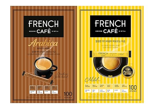 Namyang French Cafe Instant Coffee Mix 100 Sticks, 2Flavor Gift Pack (Original, Arabica Gold Label)