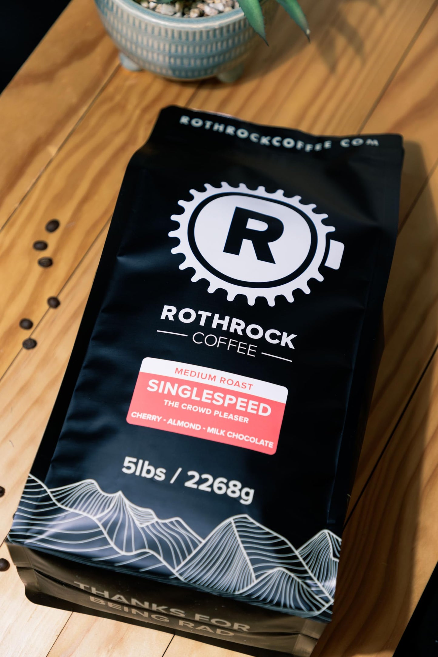 Rothrock Coffee - Singlespeed - Medium Roast - Whole Bean Coffee - For Espresso, Drip Brew, French Press & More - Versatile Roast - Fruity, Chocolatey