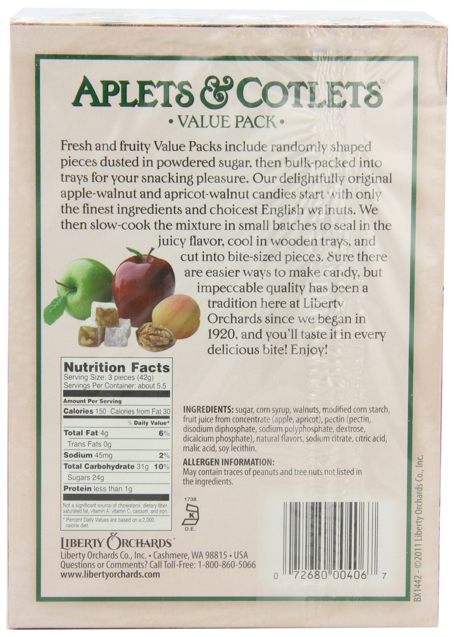 Liberty Orchards Aplets & Cotlets, 8-Ounce Boxes (Pack of 6)