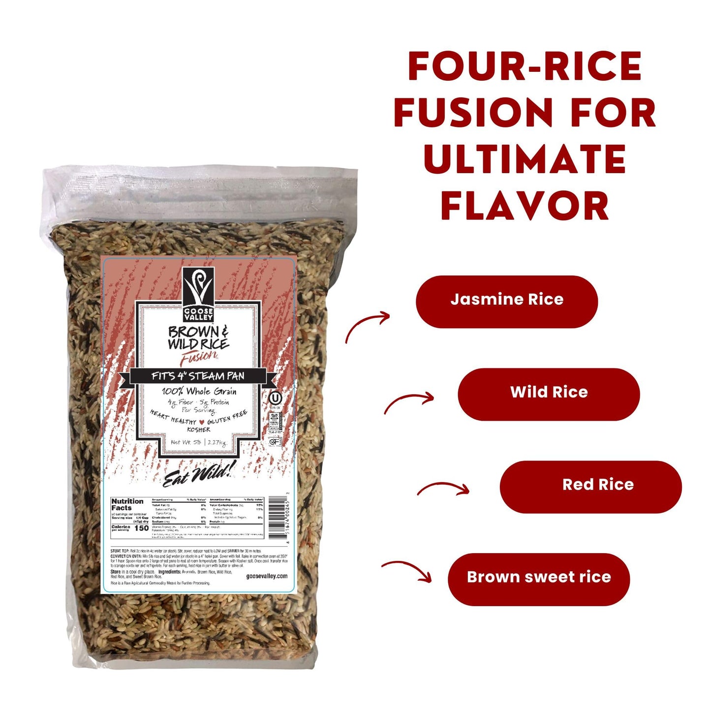 Goose Valley Brown & Wild Rice Fusion, 5 lb, 2.27 kg Set of 3
