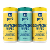 Perk Disinfecting Wipes, Fresh & Lemon Scent, 35 Wipes/Canister - Multi?Surface Cleaning Wipes for Home, Office & Classroom