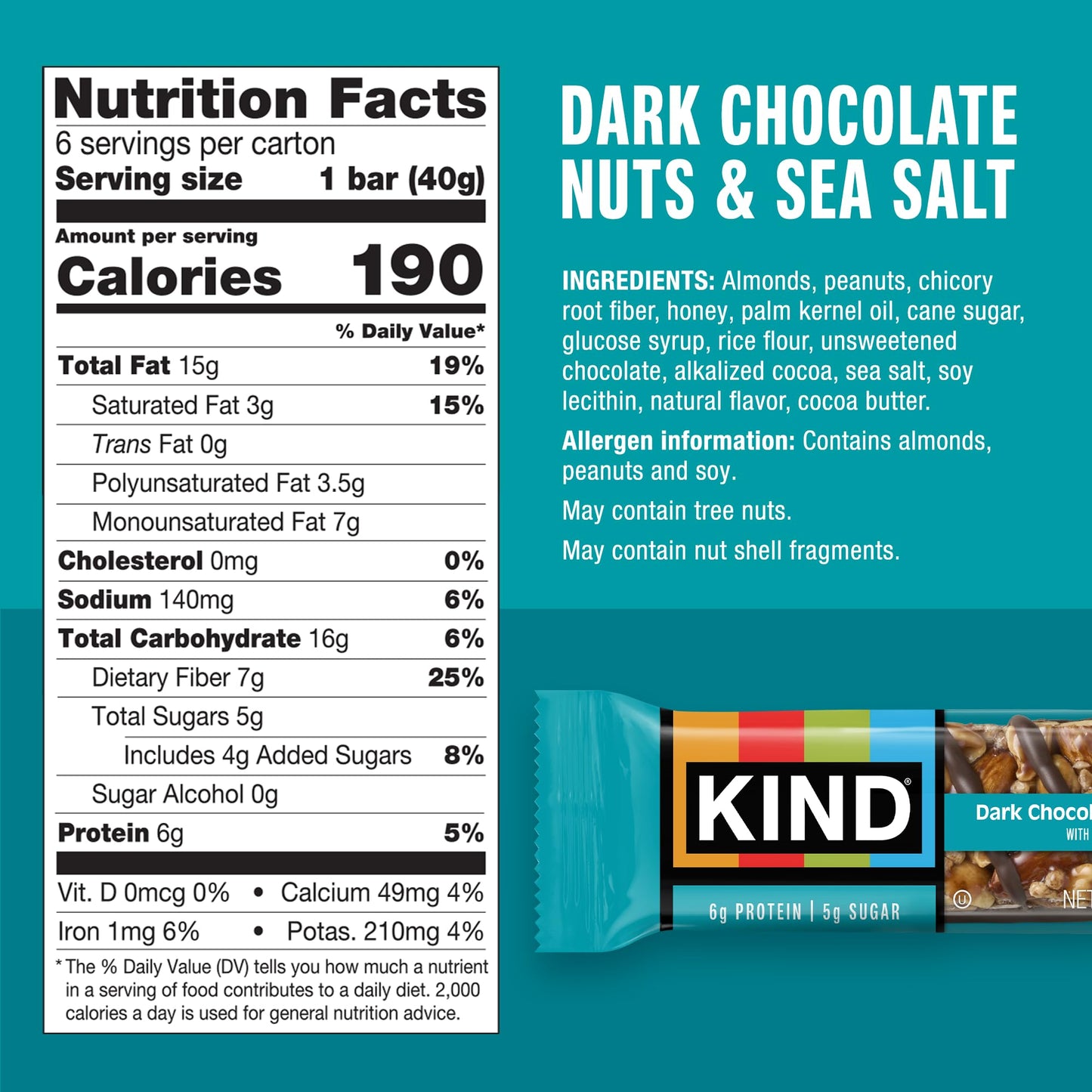 KIND Bar Variety Pack, (6) Dark Chocolate Nuts & Sea Salt, (5) Caramel Almond Sea Salt Mini, (5) Dark Chocolate Nuts & Sea Salt Mini, (10) Chewy