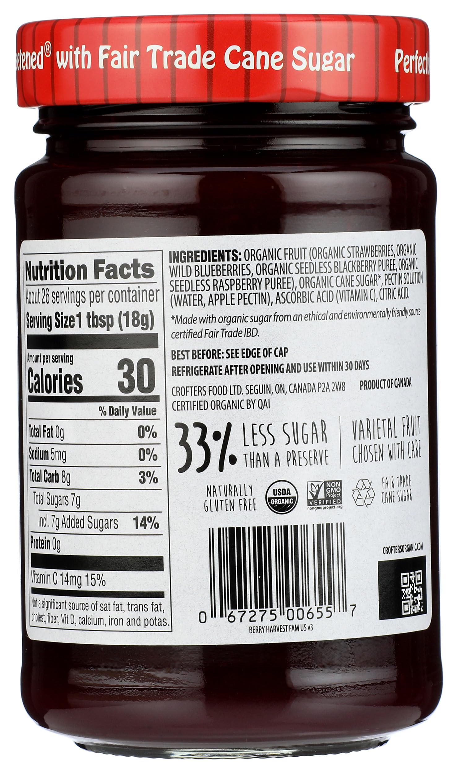 Crofters, Organic Berry Harvest Premium Spread, 16.5 Ounce