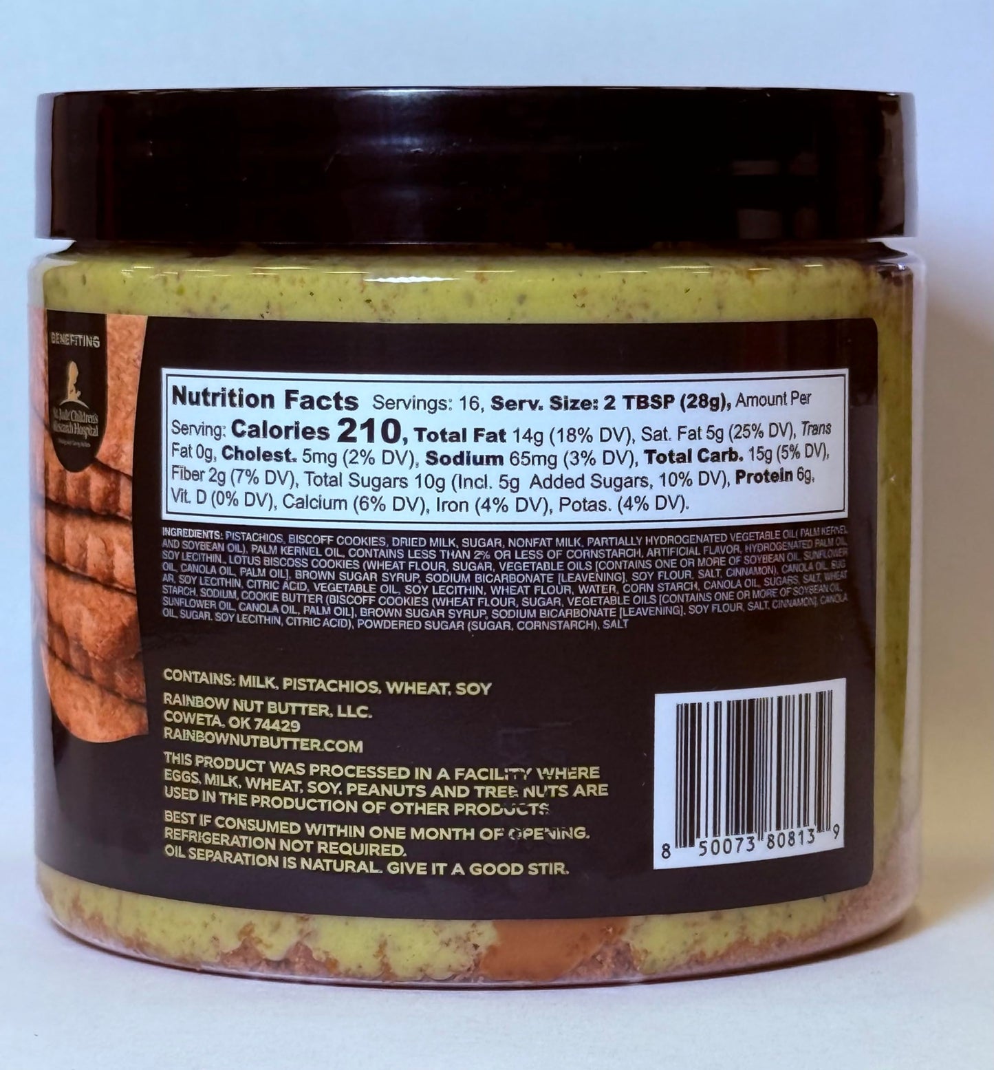 Rainbow Nut Butter Dubai Cookie Butter 40% Pistachio Nut Butter Cream Cookies Spread Kadayif Kataifi, 16 Oz.