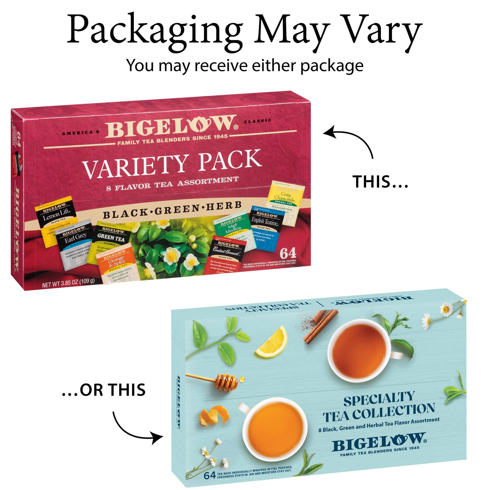 Bigelow Tea Assortment, Green, Black, and Herbal Teas with English Teatime, Constant Comment, Lemon Lift, Earl Grey, Green, Cozy Chamomile, Orange