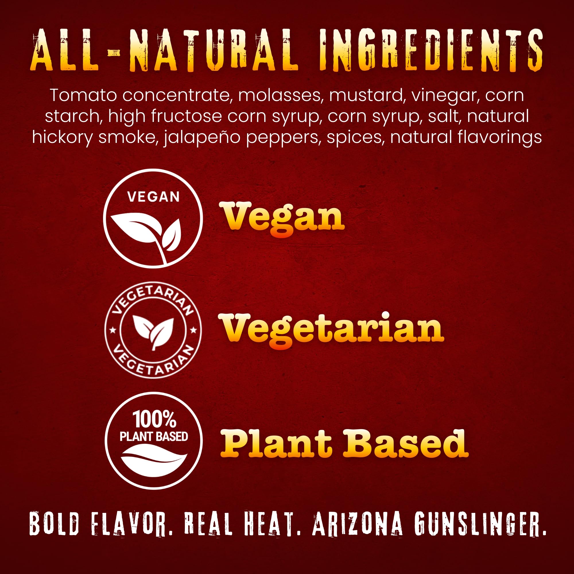 Arizona Gunslinger Smokin’ Hot BBQ Sauce, Gluten Free Wing Sauce, Low Calorie & Organic, Chicken Wings & Grilled Favorites, Ideal for Grilled Meats