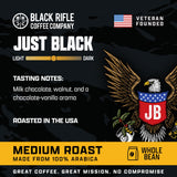Black Rifle Coffee Company Just Black, 5 lb Bag, Whole Bean Coffee Medium Roast - Roasted Blend Made from Arabica Beans - Colombian & Brazilian Beans