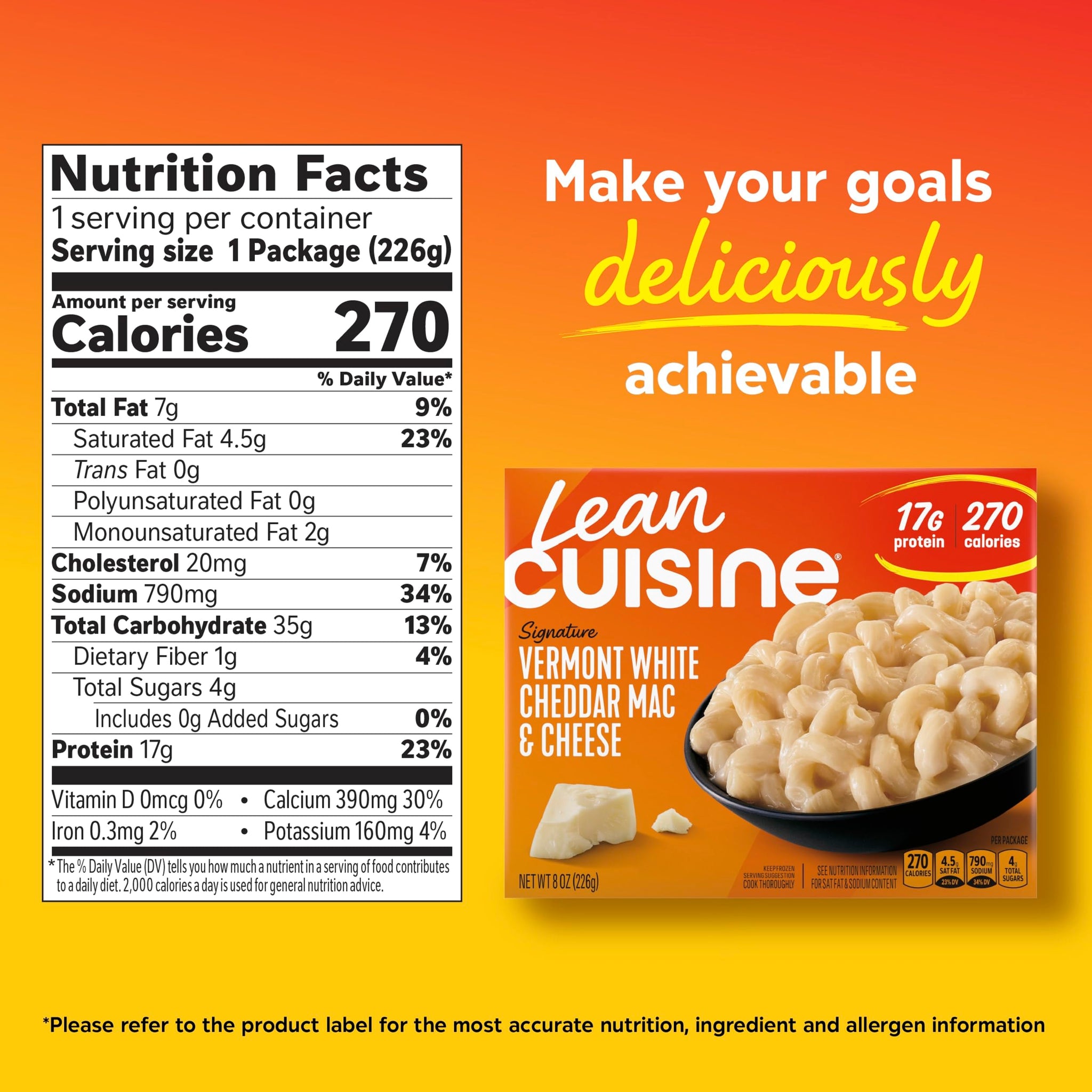 Lean Cuisine Signature Vermont White Cheddar Mac & Cheese, Frozen Meals 8 oz