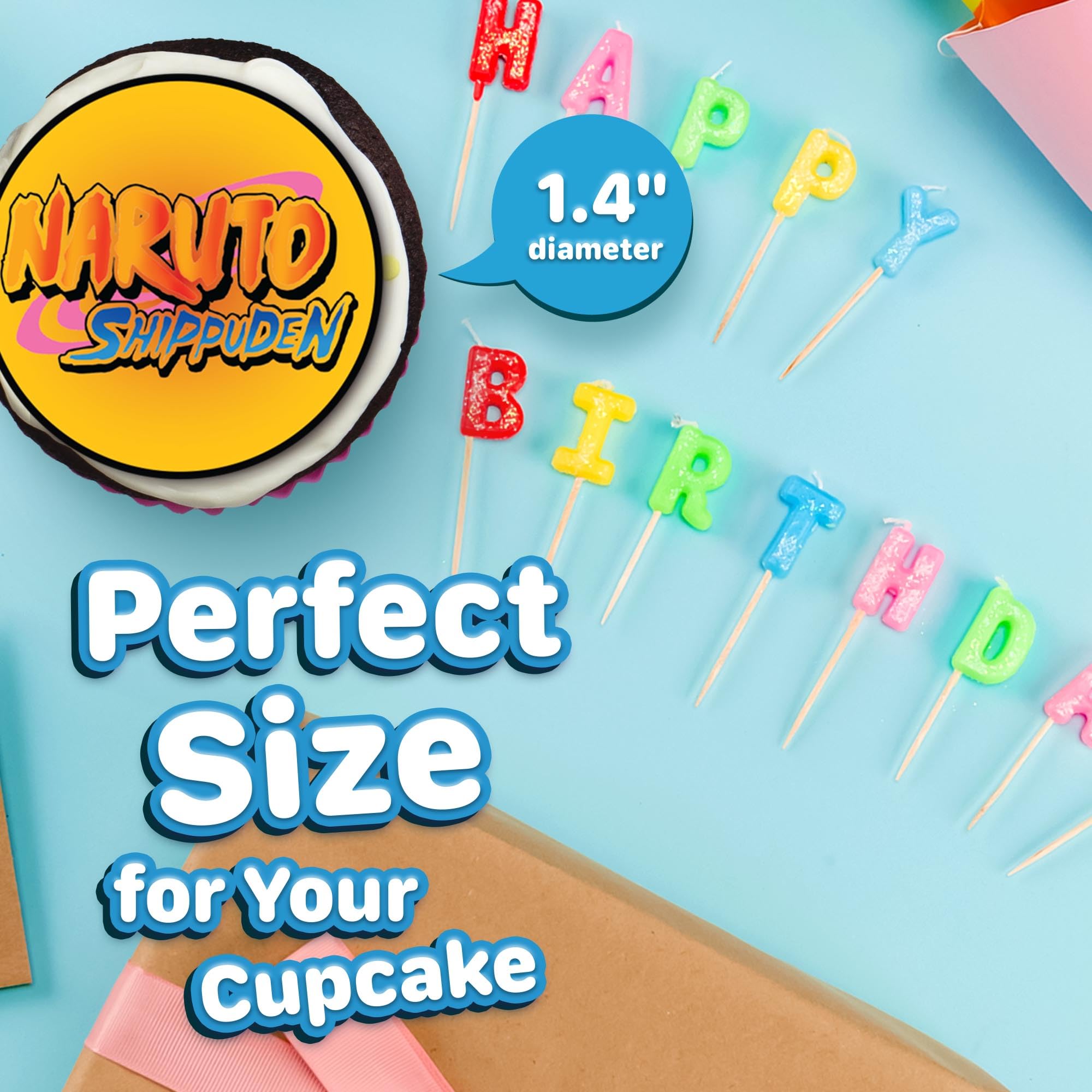 30 x Edible Sugar Cupcake Toppers - Anime Ninja Inspired Collection of Edible Cake Decorations | Uncut Edible on Sugar Sheet