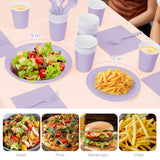 Lavender Plates and Napkins Party Supplies, Include 9’’ Disposable Paper Plate, 7’’ Dessert Plates and Cups and Napkins Forks Set for Birthday