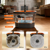 Collapsible Mop and Bucket Set, Spin Mop with Separate Dirty and Clean Water, 6 Replaceable Mopping Pads with Foldable Handle, Deep Cleaning Mops