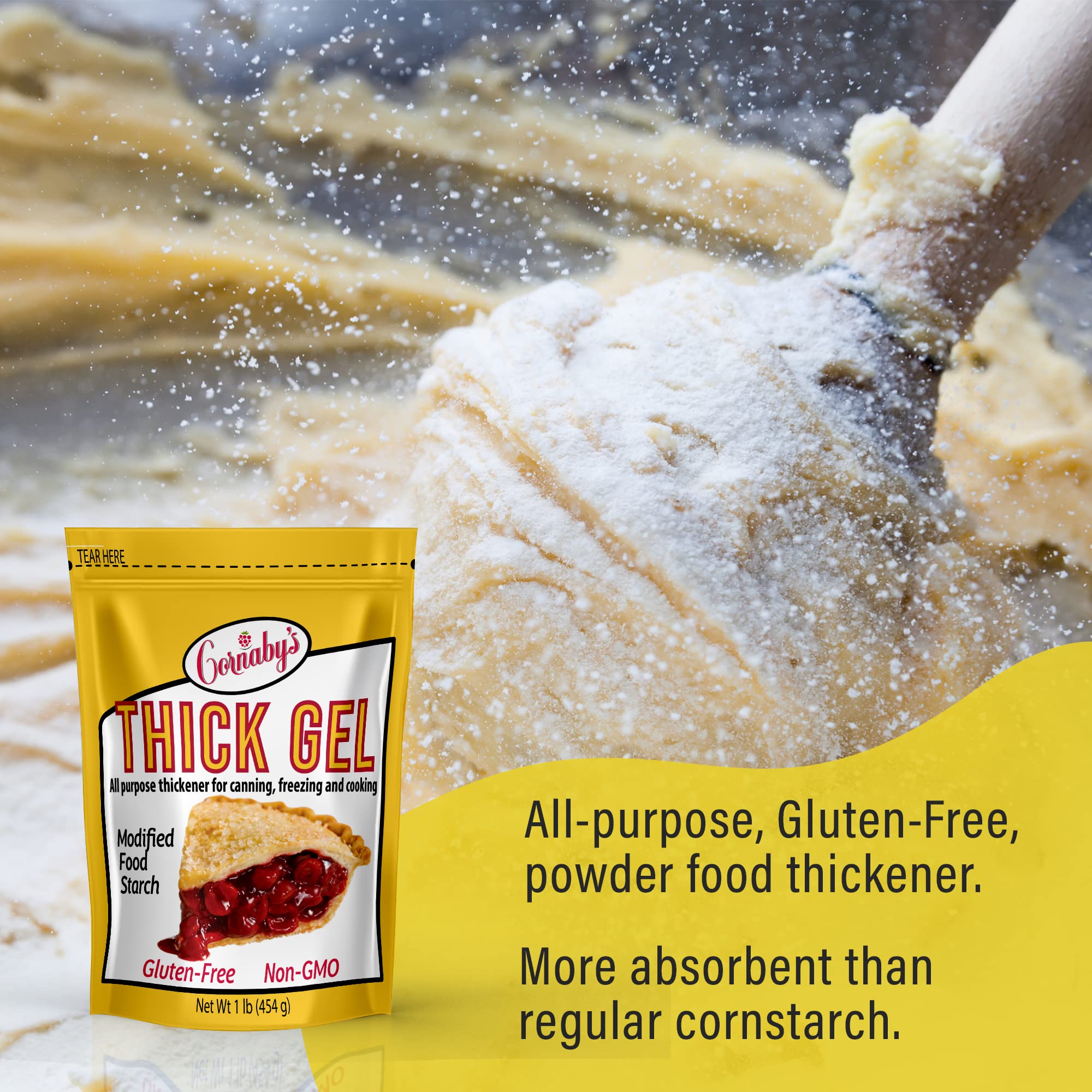 Cornaby’s Thick Gel 1 lb. (Pack of 1) | Premium Waxy Maize Starch, 2x More Thickening | Gluten-free, non-GMO, Natural Food Thickener for Thickening