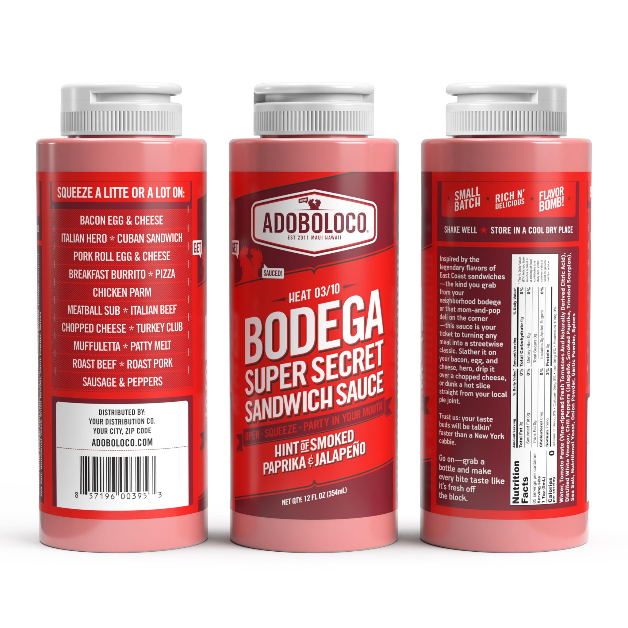Adoboloco Bodega Super Secret Sandwich Sauce - Hint of Smoked Paprika & Jalapeno - 12 FL OZ - Savory Sandwich Sauce - Made in USA