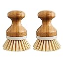 HIC Kitchen Vegetable Scrubber Dishwashing Brush, Bamboo with Non-Scratch Bristles, Set of 2