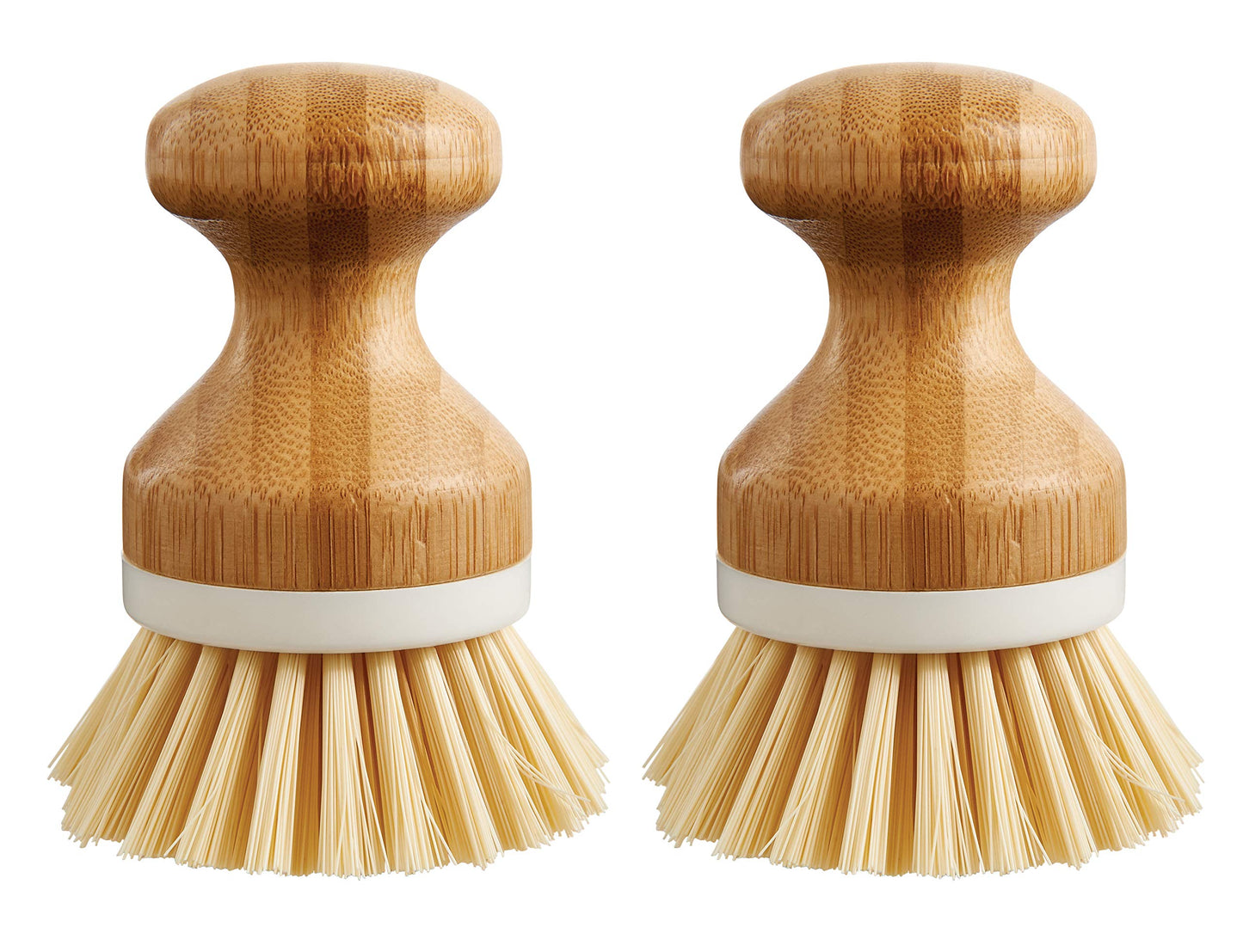 HIC Kitchen Vegetable Scrubber Dishwashing Brush, Bamboo with Non-Scratch Bristles, Set of 2