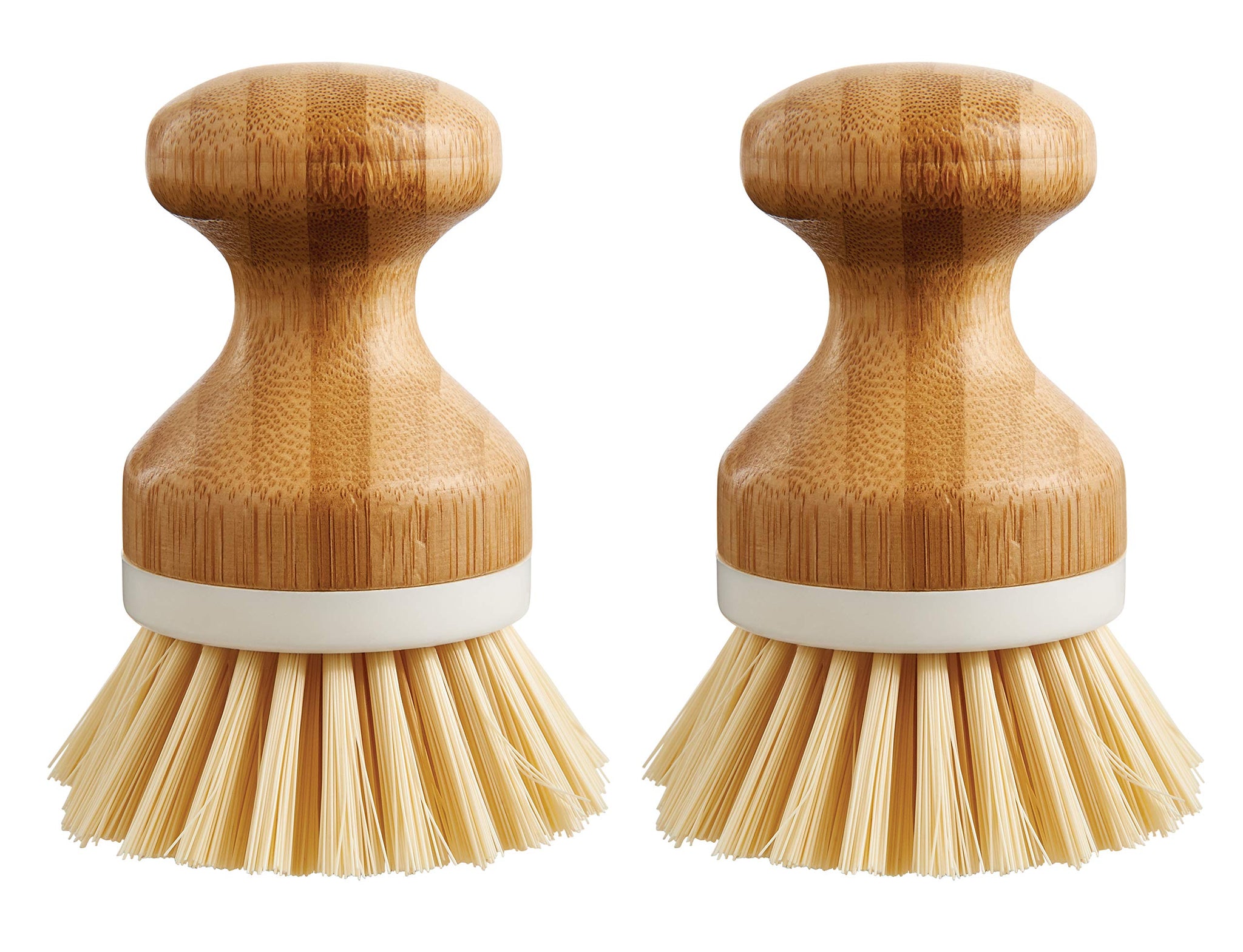 HIC Kitchen Vegetable Scrubber Dishwashing Brush, Bamboo with Non-Scratch Bristles, Set of 2