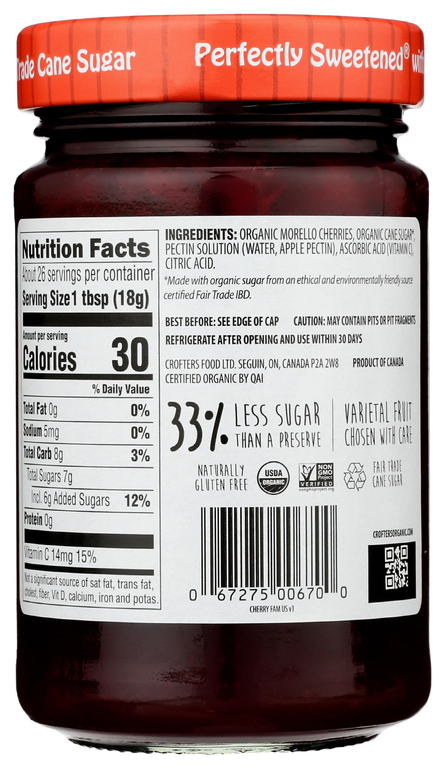 Crofters Organic Morello Cherry Spread 16.5 Oz