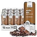 Slate Milk - High Protein Iced Coffee - Mocha Latte - 175mg Caffeine, Lactose Free Energy - 20g Protein, 1g Sugar, 100 Calories, 3g Net Carbs, No