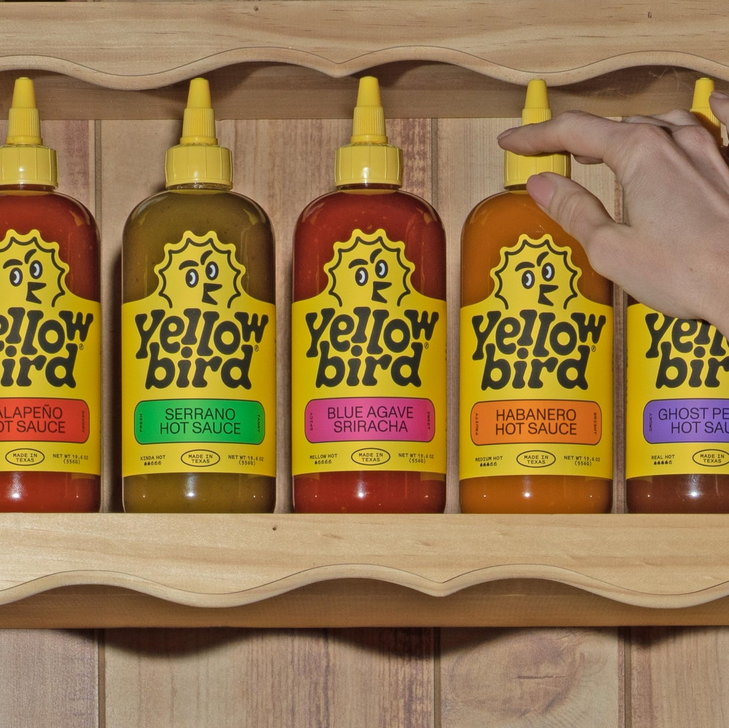Yellowbird® Classic Hot Sauce Variety Set 19.6 oz Tabletop Size (Mellow to Real Hot | 5 Flavors | Made in Texas)