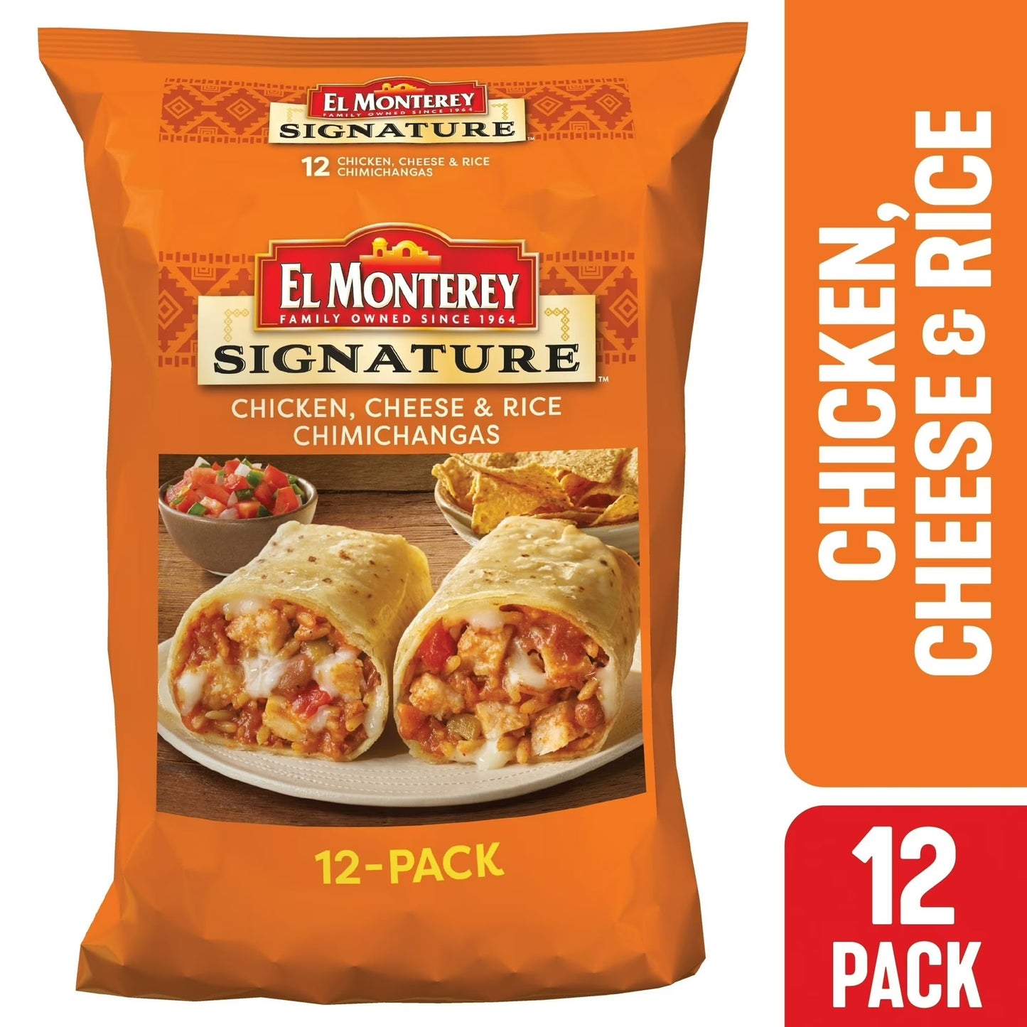 Salutem Vita - Chicken Cheese Rice Chimichangas, Frozen Mexican Food Gift Set, 54 oz - Pack of 3