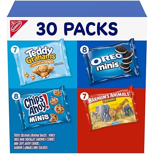 Nabisco, Team Favorites Variety Pack, Oreo Mini, Chips Ahoy! Mini, Teddy Grahams Honey and Barnum's Animal Crackers, 30 Snack Packs