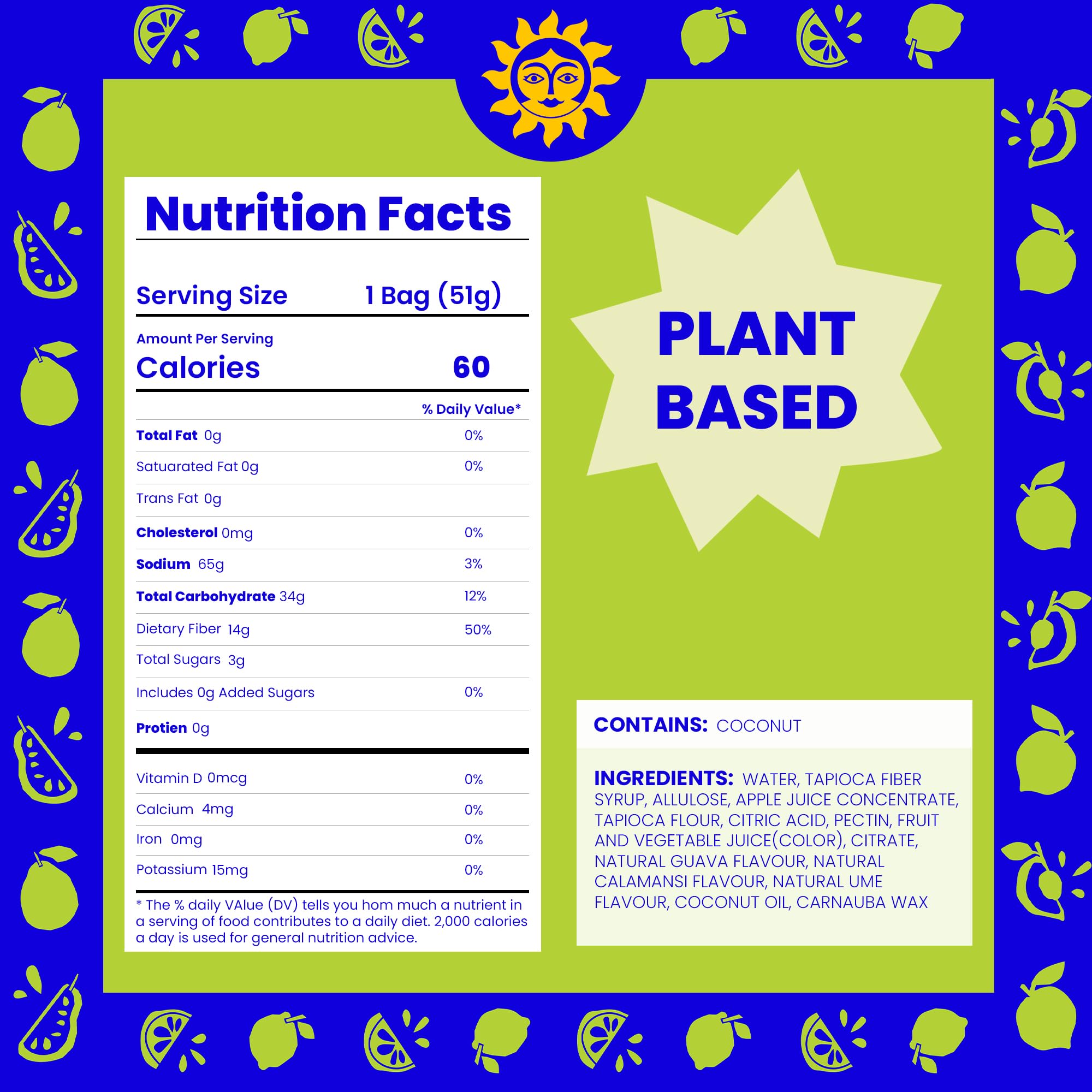 Better Sour Gummies - Guava, Calamansi, Ume - Naturally Flavored, Plant-Based, Low Sugar, Healthy Sour Gummy Candy - 3g sugar/60 cal per 1.8 oz Bag