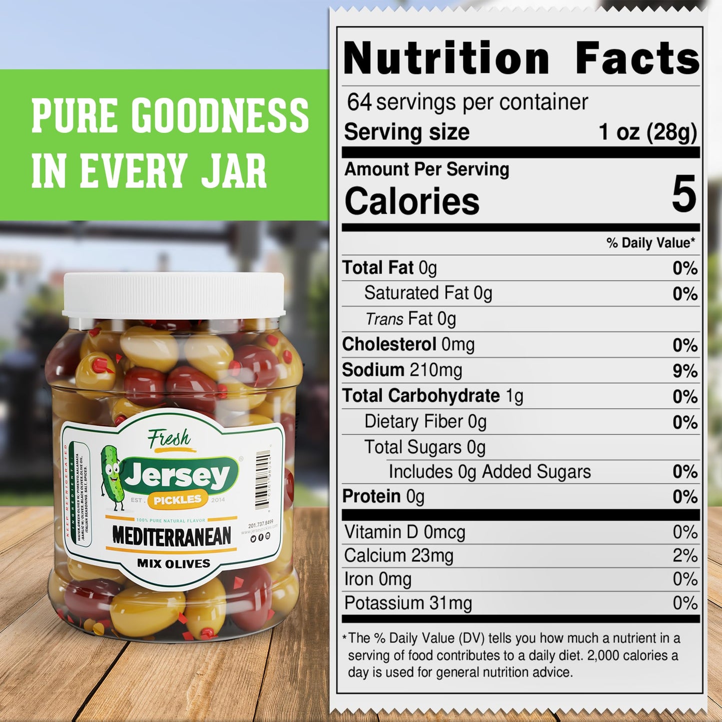 Jersey Pickles - Mediterranean Olives (Half Gallon) - Olives Stuffed - Hand-Stuffed Gourmet Olives with Premium Fillings for Snacks, Charcuterie