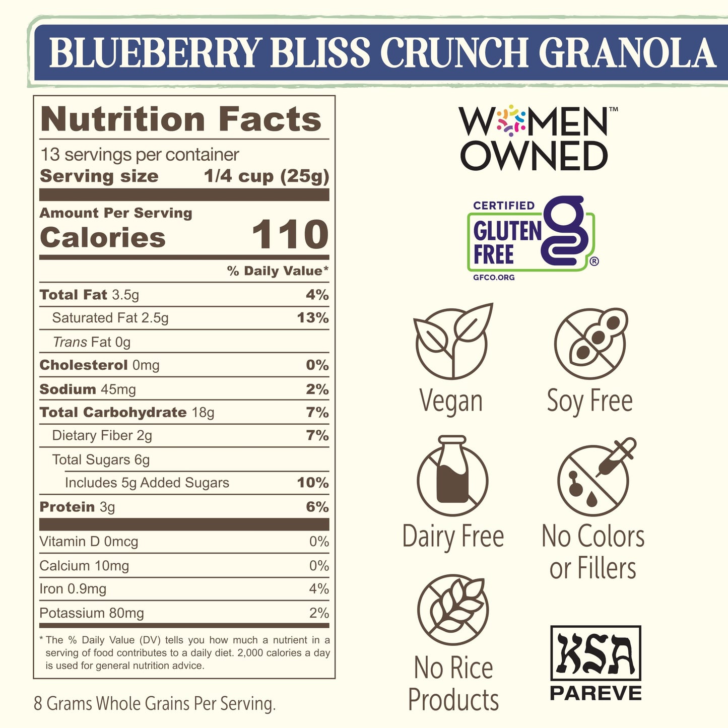 Laura's Gourmet Granola BlueBerry Bliss Crunch, 2 lb, Gluten-Free Oats, Vegan, Dairy & Soy Free Snack, Organic Agave, Chewy Blueberries, Citrus
