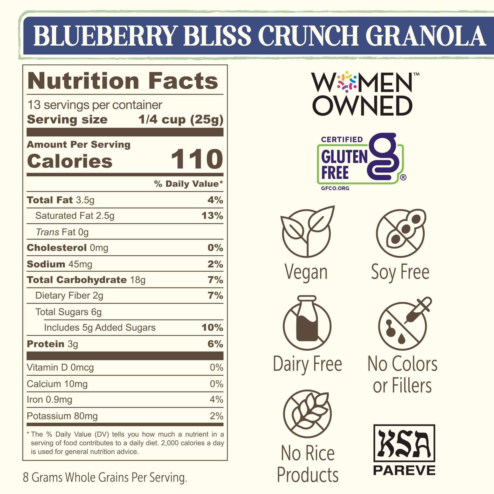 Laura's Gourmet Granola BlueBerry Bliss Crunch, 2 lb, Gluten-Free Oats, Vegan, Dairy & Soy Free Snack, Organic Agave, Chewy Blueberries, Citrus