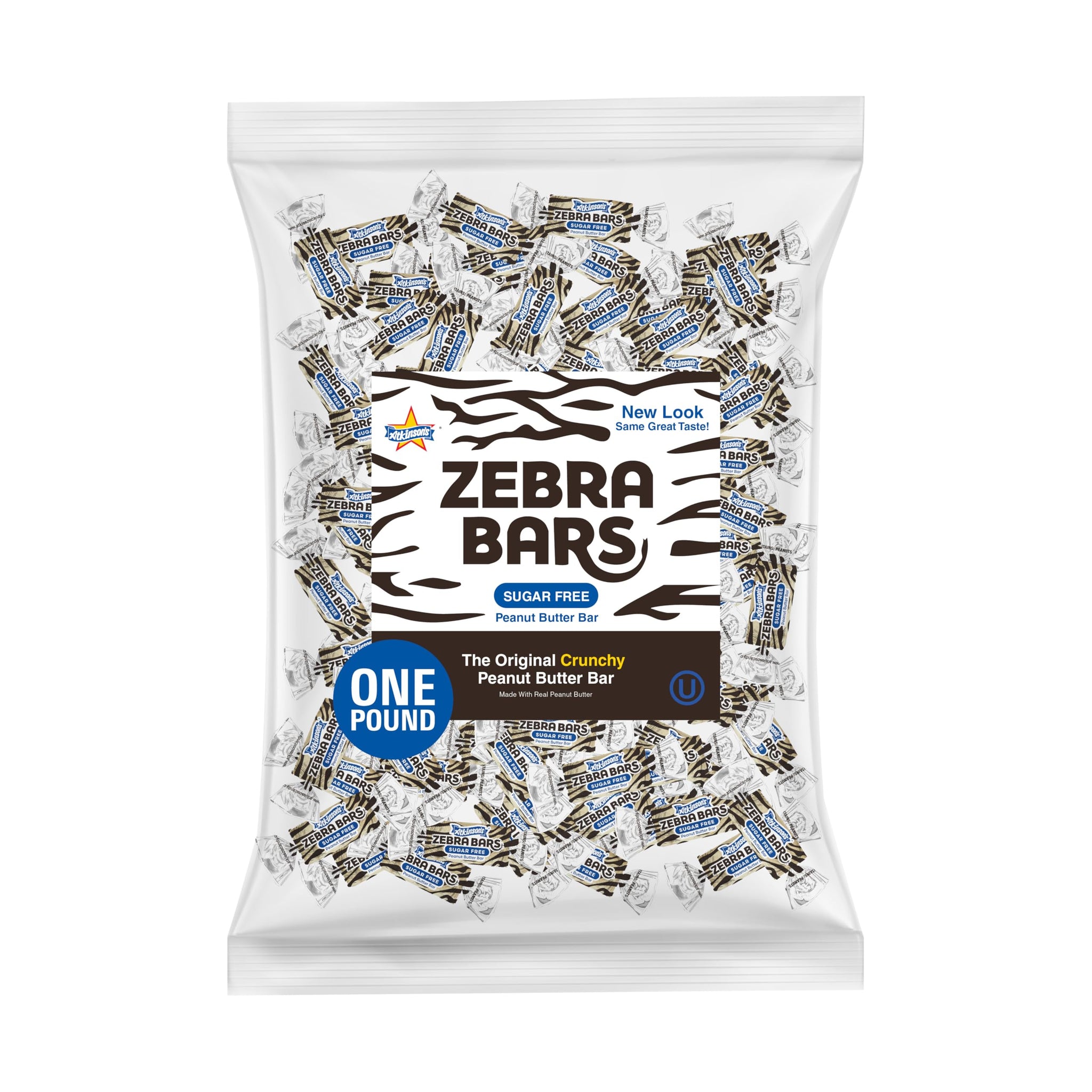 Atkinson's Sugar Free Peanut Butter Bars - Crunchy and Crispy Peanut Butter Candy - Gluten Free, Kosher, Vegan - Bite Size Candy - 1 lb. Bag