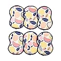 Bright Habits Sponge Set in Fruit Platter Yellow, 6 Pack Super Absorbent Washable Reusable Cleaning Sponges Made from Recycled Materials, Durable Eco