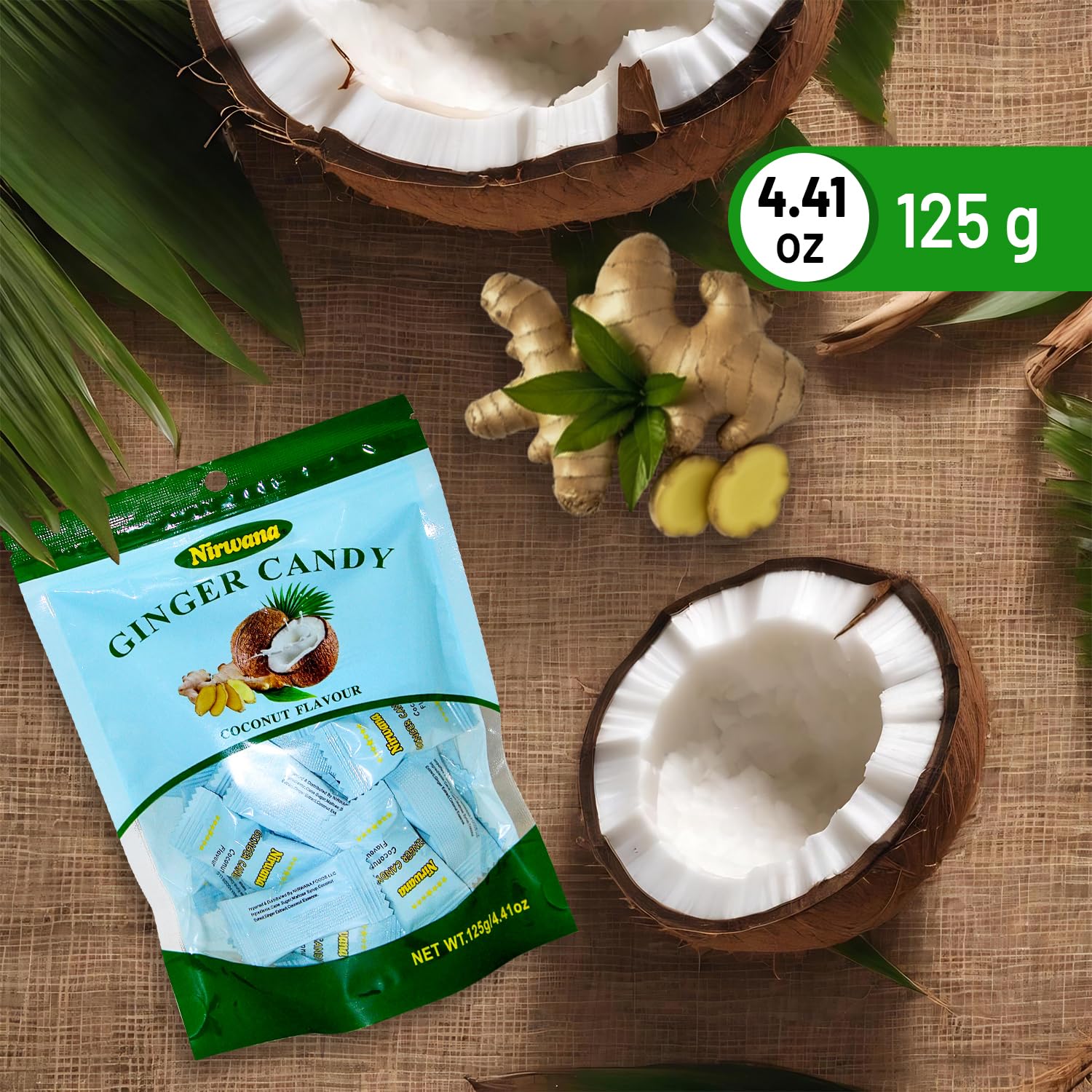 Ginger Coconut Candy - Sweet & Spicy Treat with Hints of Maltose Syrup, Coconut Essence, and Ginger Extract