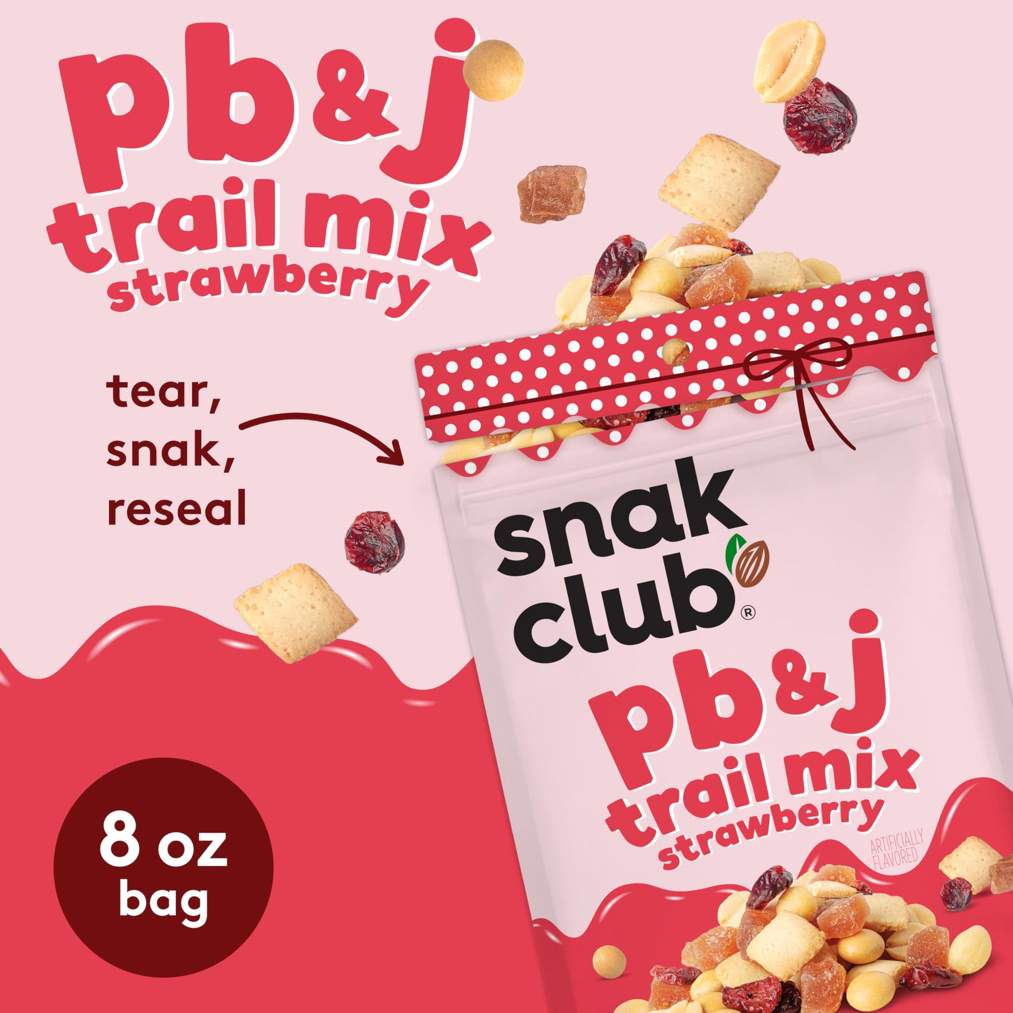 Snak Club PB&J Strawberry Trail Mix, Cookies & Peanut Butter Candies, 8 oz