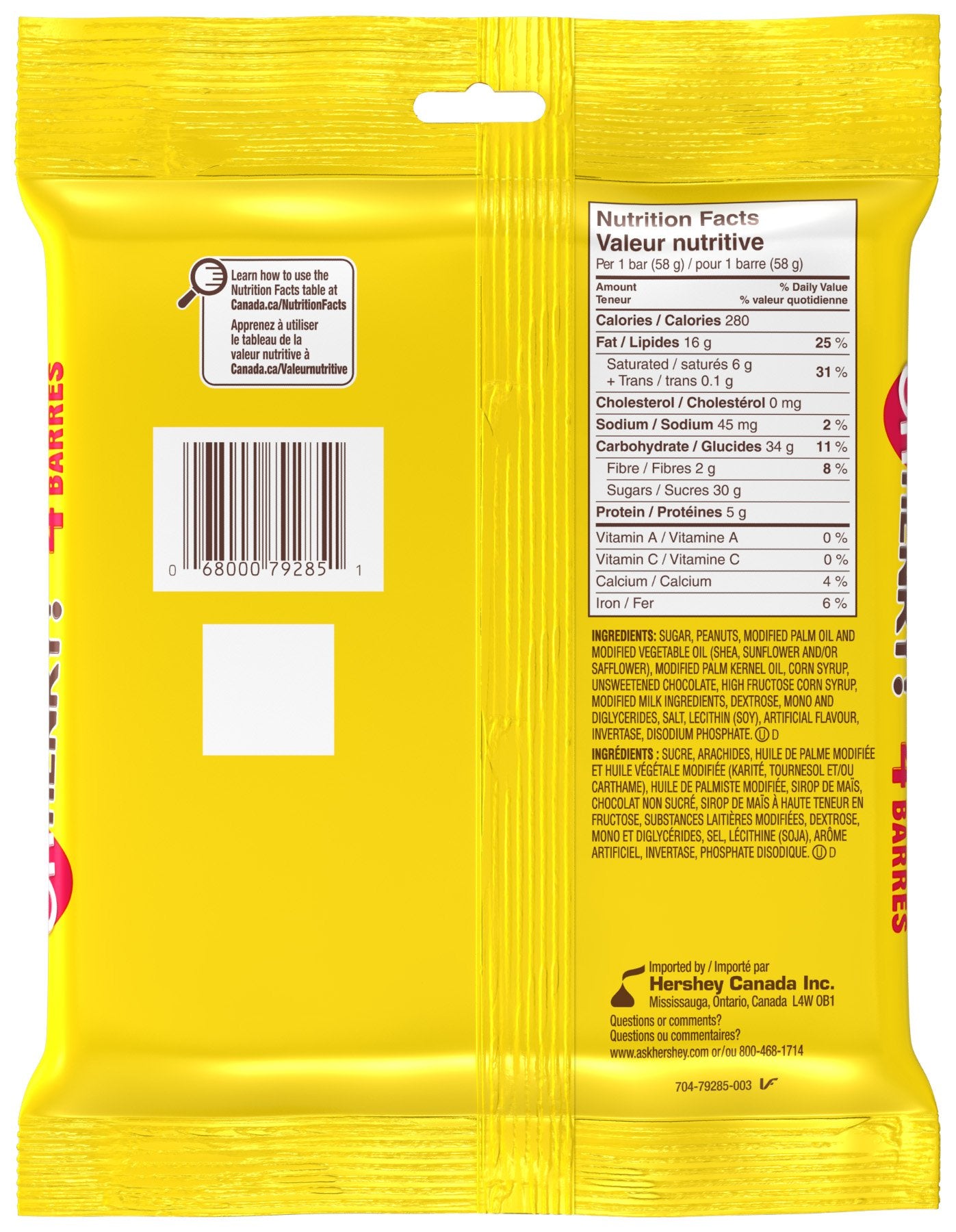 4 Full Sized OH Henry! chocolatey Candy Bars 232g (Imported From Canada)