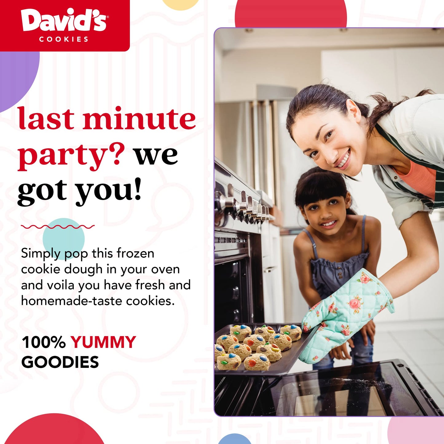David's Cookies Preformed Frozen Cookie Dough - Candy, Ready-to-Bake Cookies, 80 Count