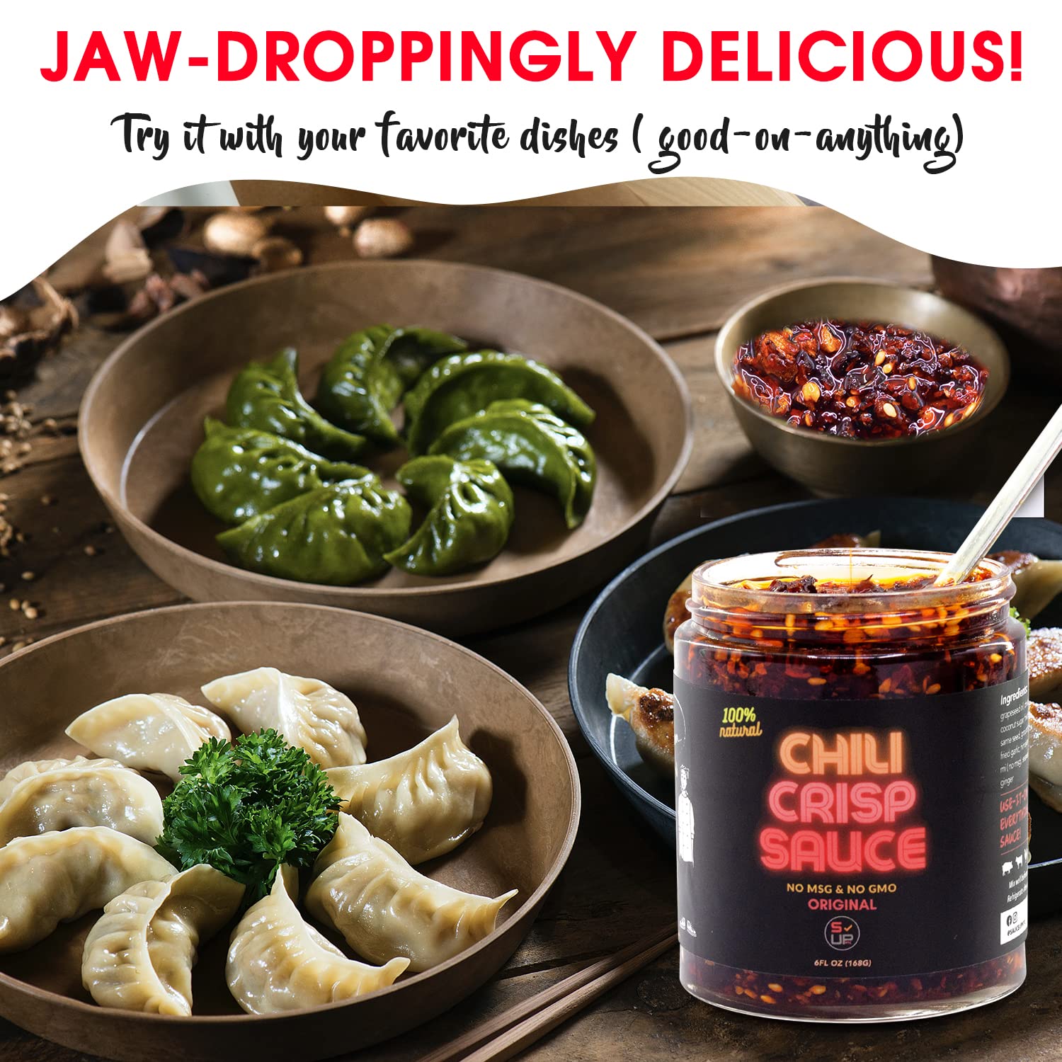 SAUCE UP Original Chili Crisp Sauce - 2 Pack (6oz Each) | Bold, Savory & Crunchy Umami Chili Oil | 13+ Superfoods | Vegan, Keto, Gluten-Free, Non-GMO
