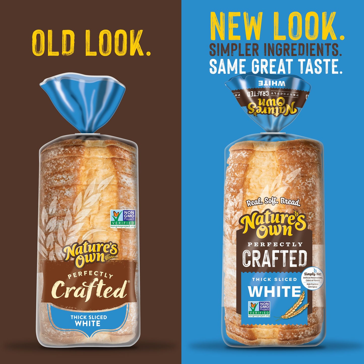 Nature's Own Perfectly Crafted White Bread, Thick Sliced Non-GMO Sandwich Bread, 22 oz Loaf