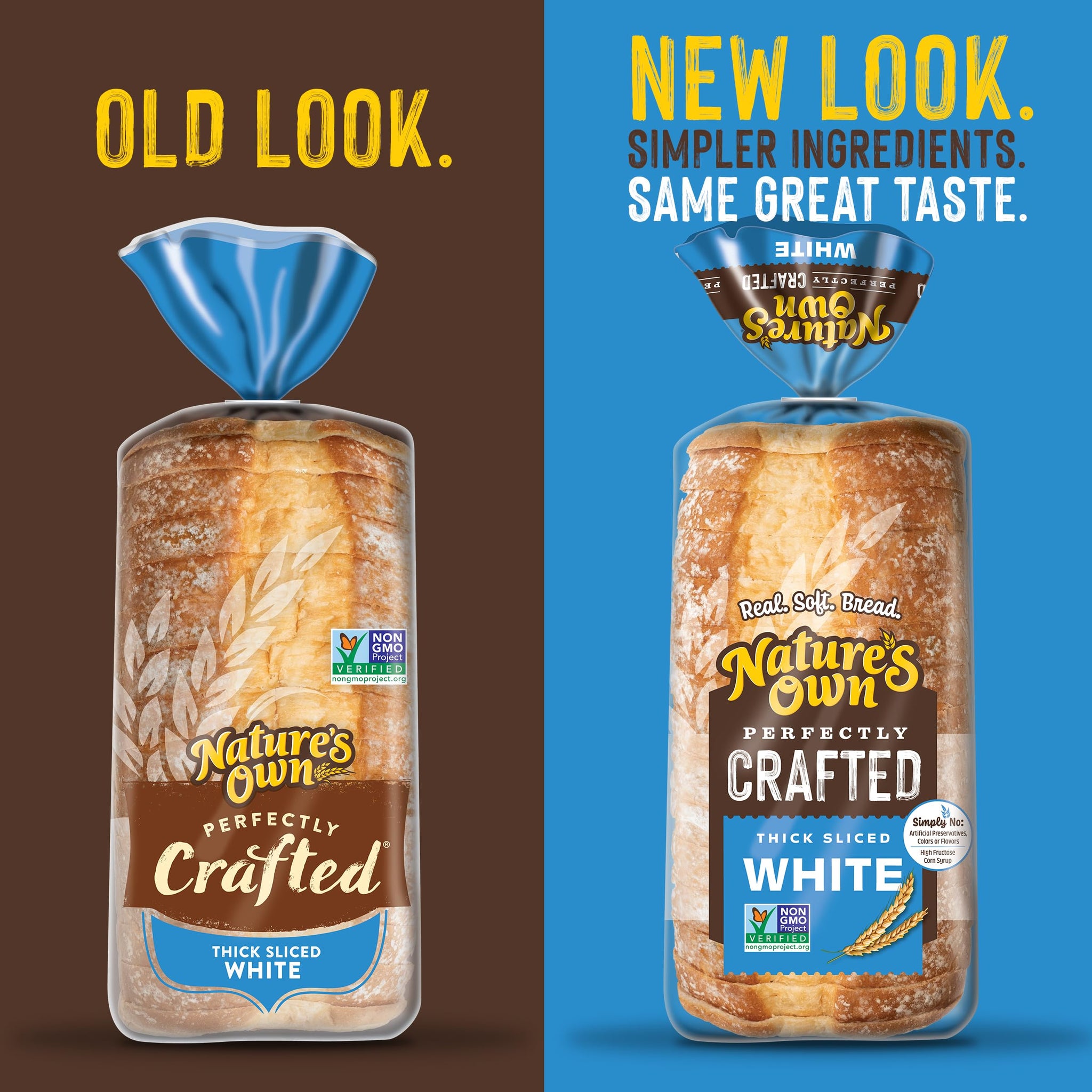Nature's Own Perfectly Crafted White Bread, Thick Sliced Non-GMO Sandwich Bread, 22 oz Loaf