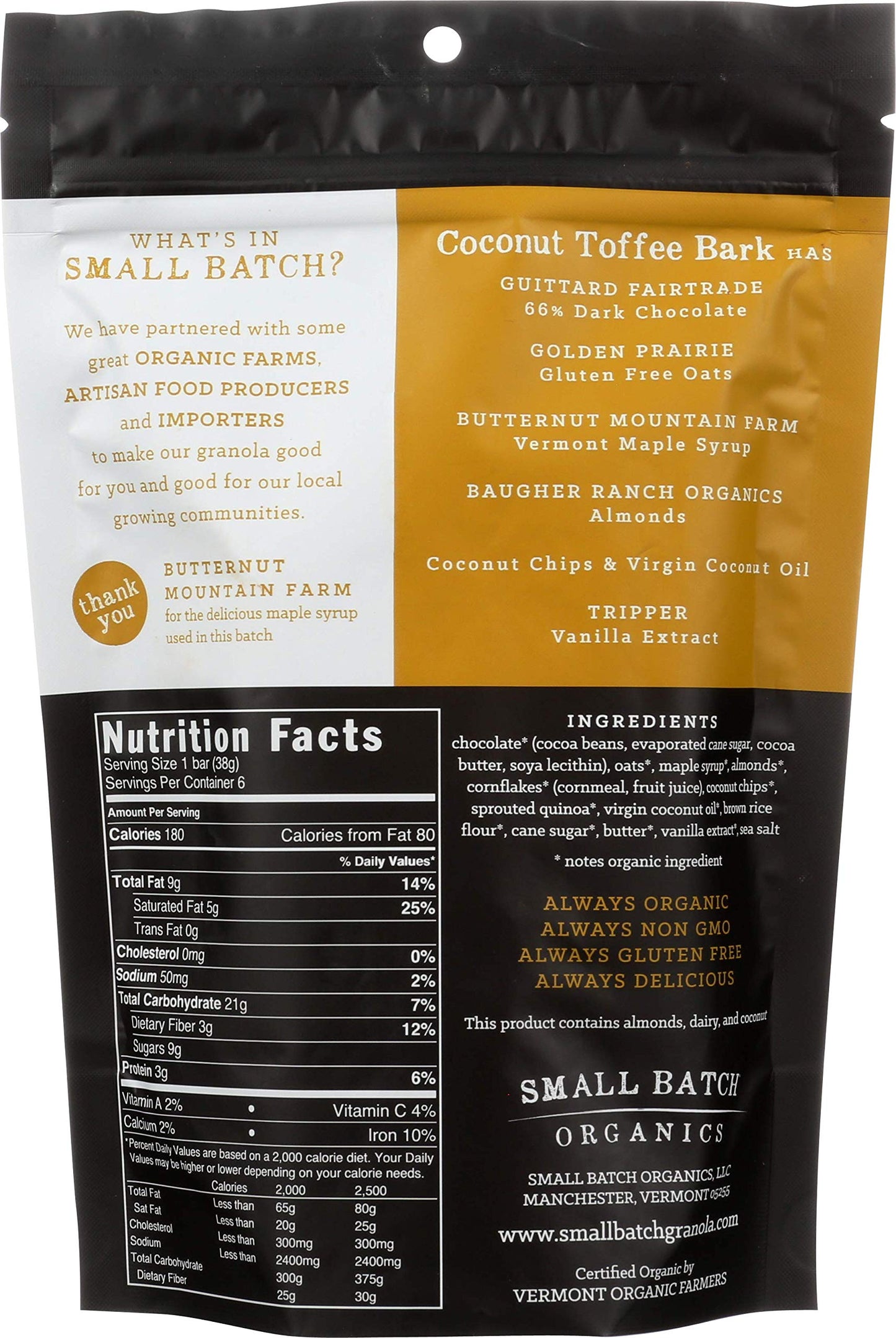 Small Batch Organics, Coconut Toffee Granola Bark 2 Ounce